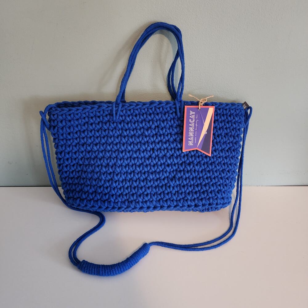 Nannacay Alexandra Galactics Knit Satchel Crossbody Bag in Ocean Blue NWT